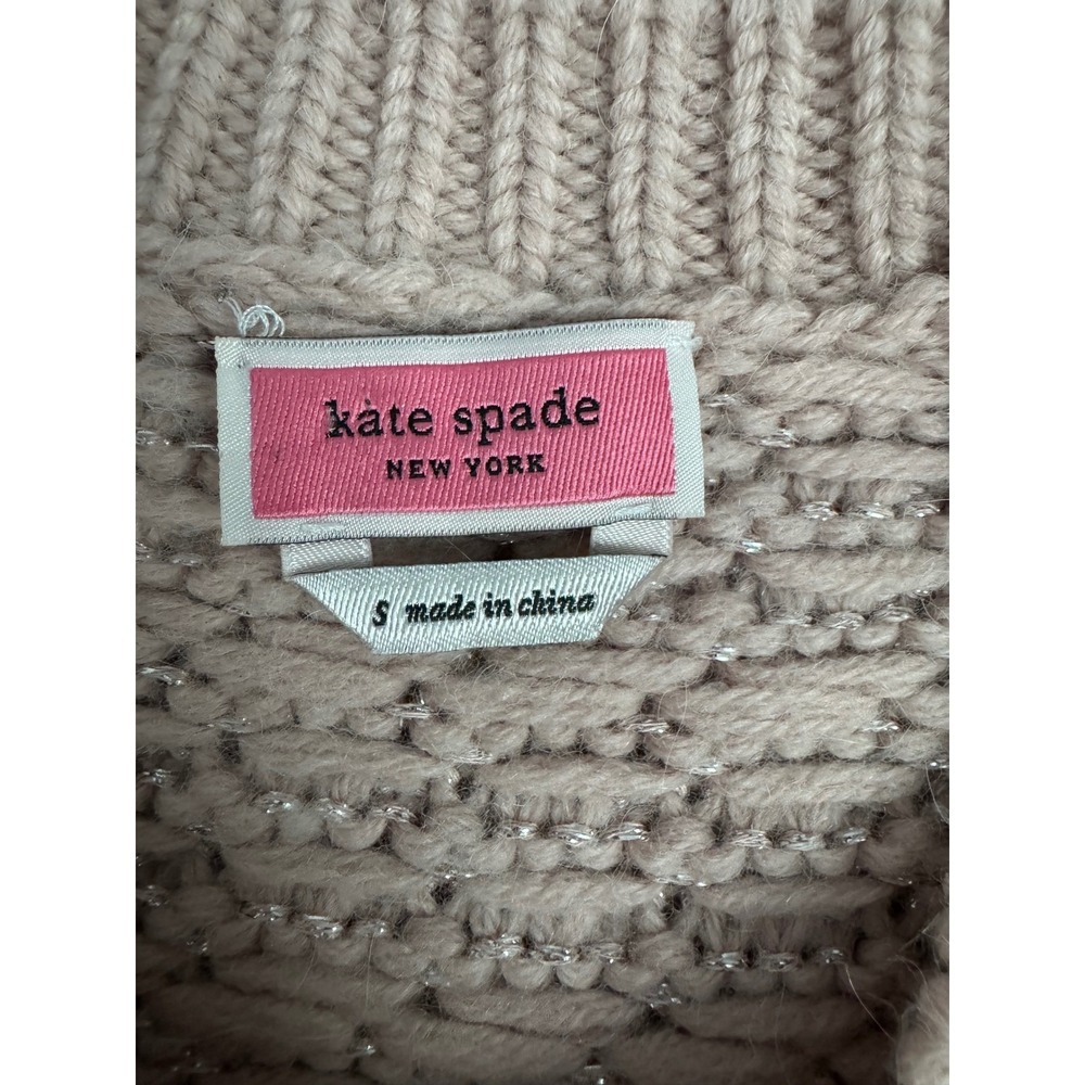 Kate Spade New York Jewel Button Textured Cardigan Wool Blend Pink Women's S - Picture 4 of 7
